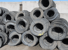 Bundles of Lorry Tyre SideWalls can easily be moved, stacked or loaded onto a farm trailer for transport to another site using a fore-end loader